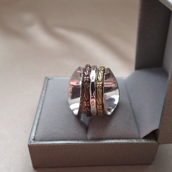 Boho Style 3 Metal Trio Spinner Ring - Picture 7 of 9